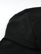 Men'S Jacquard 3D Letter Hooded Sweatshirt Solid Texture Oversized Drop Shoulder Pullover Casual Street Style Drawstring Kangaroo Pocket Daily Top - Black