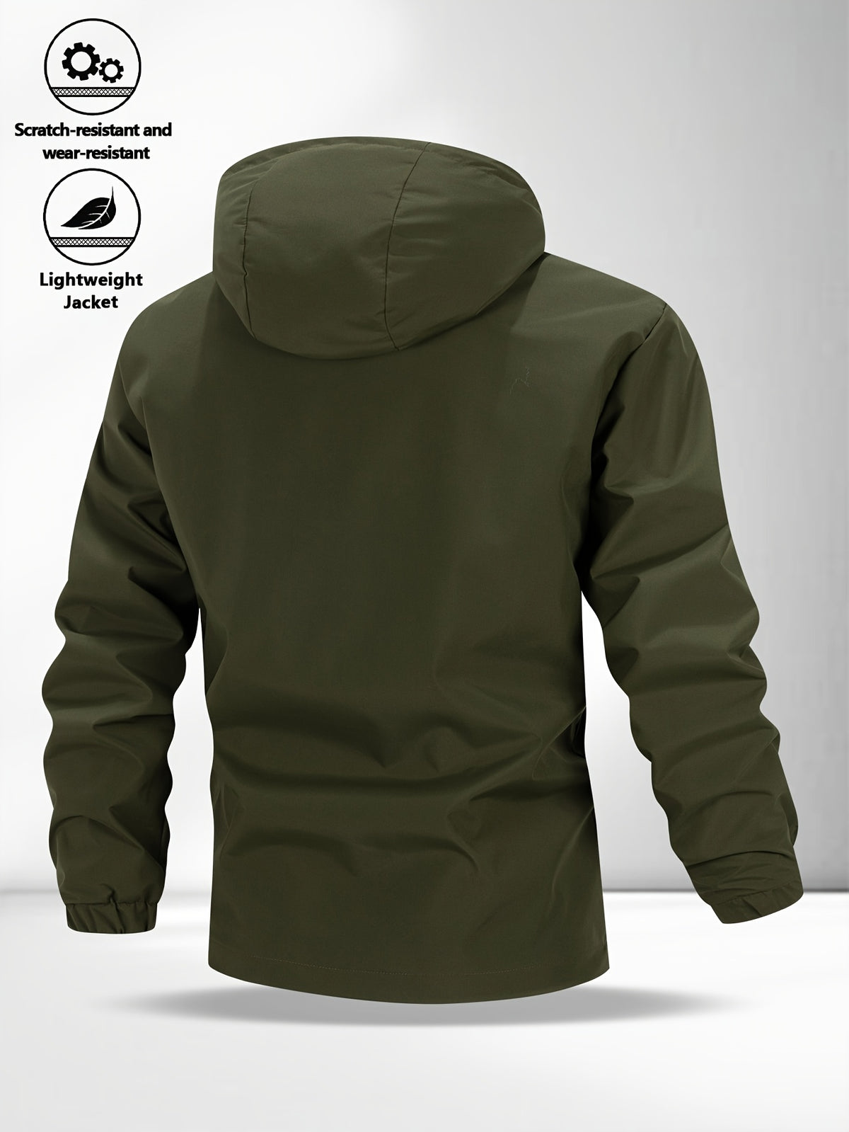 Men'S Multi-Color Racing Style Reflective Stripe Hooded Jacket, And Wear-Resistant Fabric, Multi-Pocket Design, Street Techwear Style, Casual Outing And Commute - Tactical Green