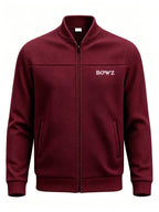 Men's New Spring/Autumn Baseball Collar Jacket, Fashionable Business Casual Outerwear, Versatile Long-Sleeve Jacket, Suitable for Office Workers and White-Collar Men for Casual Outings and Daily Commutes, Comfortable and Stylish Solid Color Jacket - Burgundy