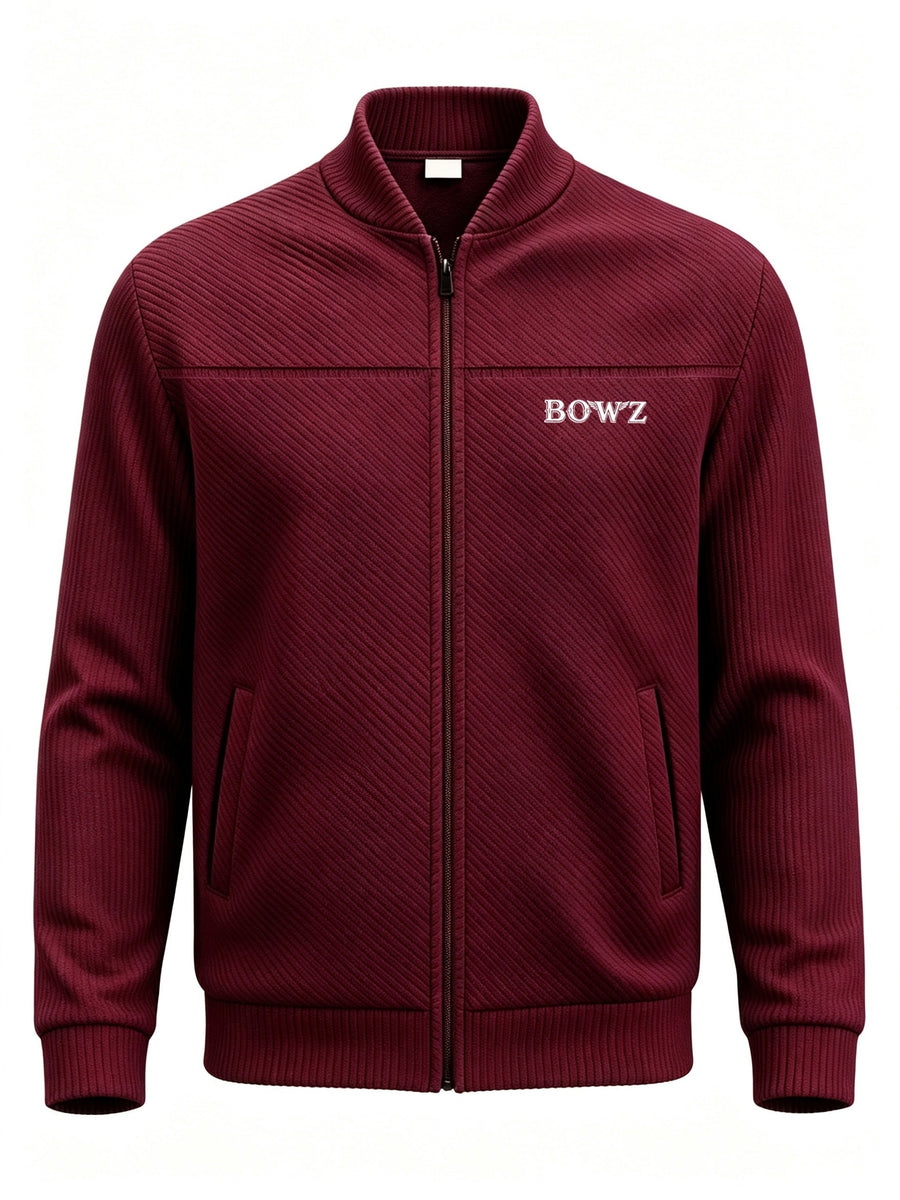 Men's New Spring/Autumn Baseball Collar Jacket, Fashionable Business Casual Outerwear, Versatile Long-Sleeve Jacket, Suitable for Office Workers and White-Collar Men for Casual Outings and Daily Commutes, Comfortable and Stylish Solid Color Jacket - Burgundy