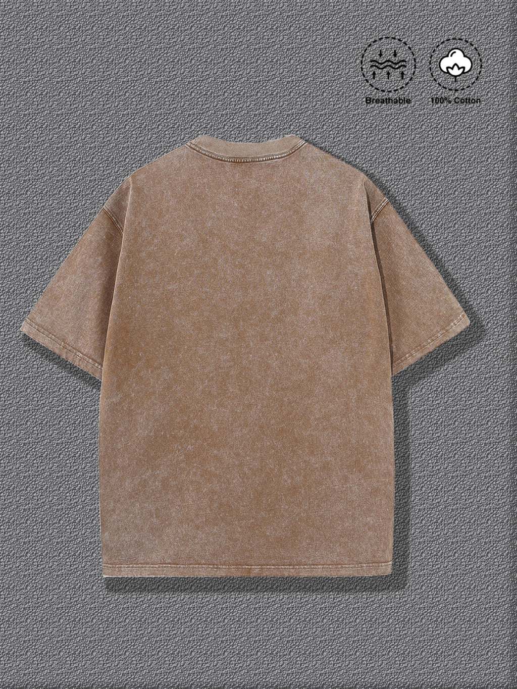 Men's 100% Pure Cotton Short-Sleeve T-Shirt, Summer Casual Versatile Crew Neck Top with Geometric Line Abstract Art Print, Breathable and Sweat-Wicking Fabric, Vintage Washed Distressed Style, Suitable for Daily Commuting, Parties, and Running - Coffee Color