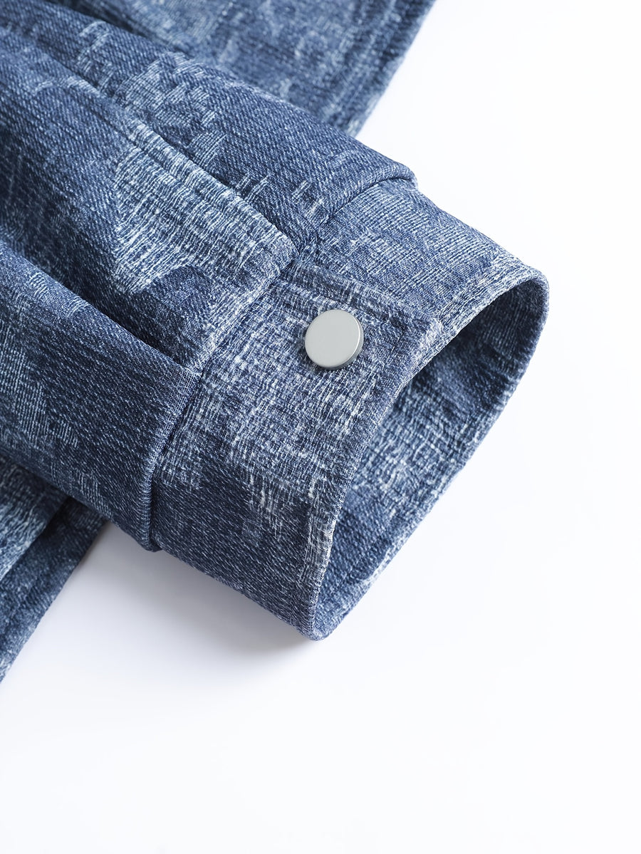Men'S Lightweight Casual Jacket with Button-Front Closure - Lapel Design, Light Business Style Distressed Fashion Coat, Elegant Outerwear, 100% Polyester - Non-Shrinkable Fabric, Easy Care Material, Machine Washable, Office Appropriate - Light Blue