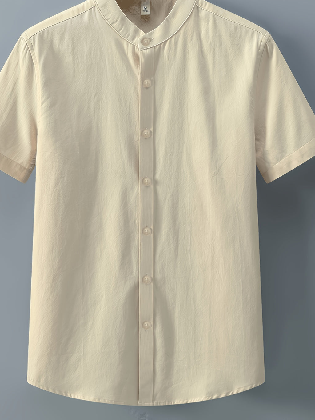 Single-piece Solid-colored Men's Short-sleeved Shirt, Classic Button-up Cardigan Style, Loose and Unrestricted, Available in Multiple Colors, Suitable for Office Wear, Casual Outings, and More. - Khaki