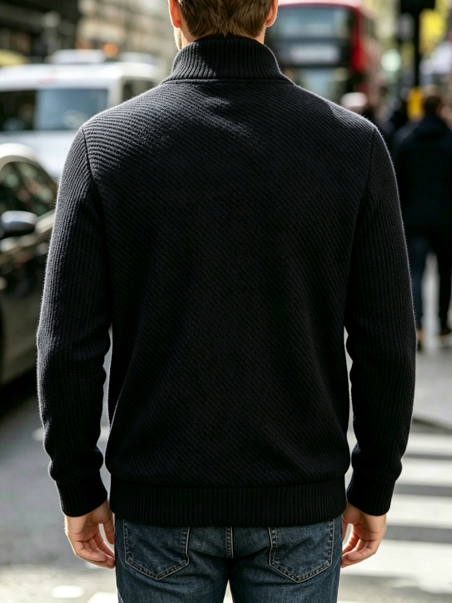 Men's New Spring/Autumn Baseball Collar Jacket, Fashionable Business Casual Outerwear, Versatile Long-Sleeve Jacket, Suitable for Office Workers and White-Collar Men for Casual Outings and Daily Commutes, Comfortable and Stylish Solid Color Jacket - Black