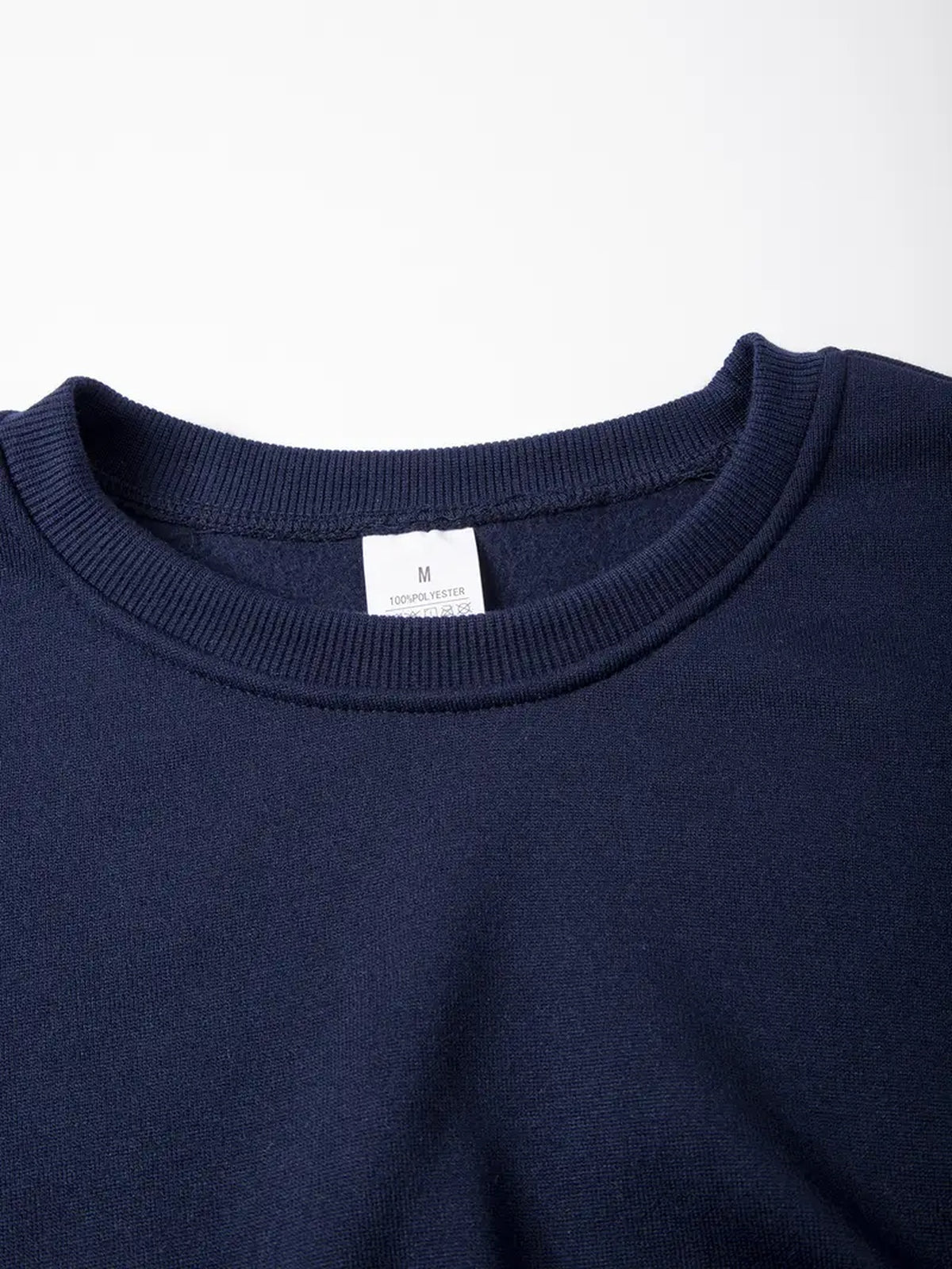 Autumn Winter Men'S Thickened Fleece Round Neck Sweatshirt JEEP Letter Print Loose Long Sleeve Pullover 4 Colors Available Soft Skin-Friendly Daily Commute Inner Outerwear All-Match Warm Casual Base Layer Top - Navy Color
