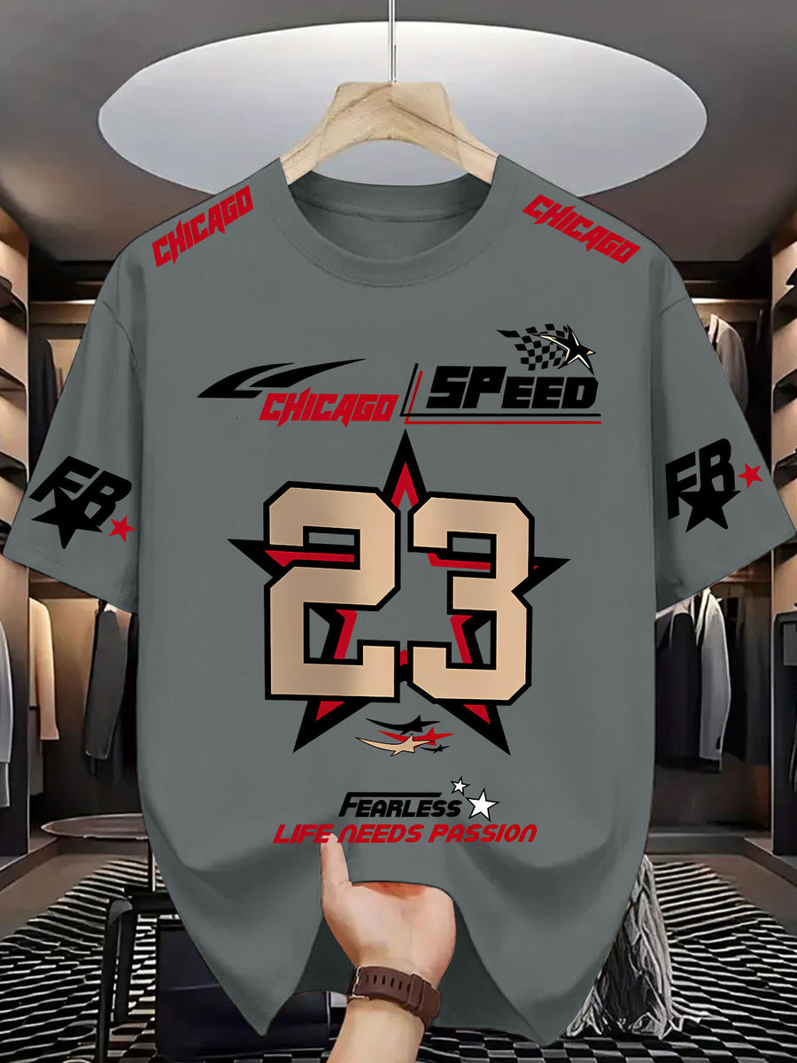 Chicago Speed 93 Fearless Men'S Round Neck T-Shirt -- Lifestyle And Performance Inspired - Slate Grey