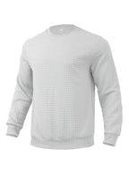 Men'S Waffle Knit Sweatshirt, Crew Neck Long Sleeve Pullover, Textured Grid Fabric, Casual Outdoor Hiking Ski Travel Camping Workout Training Streetwear Fashion Daily Wear Relaxed Fit Winter Autumn Clothing, Navy Blue - White