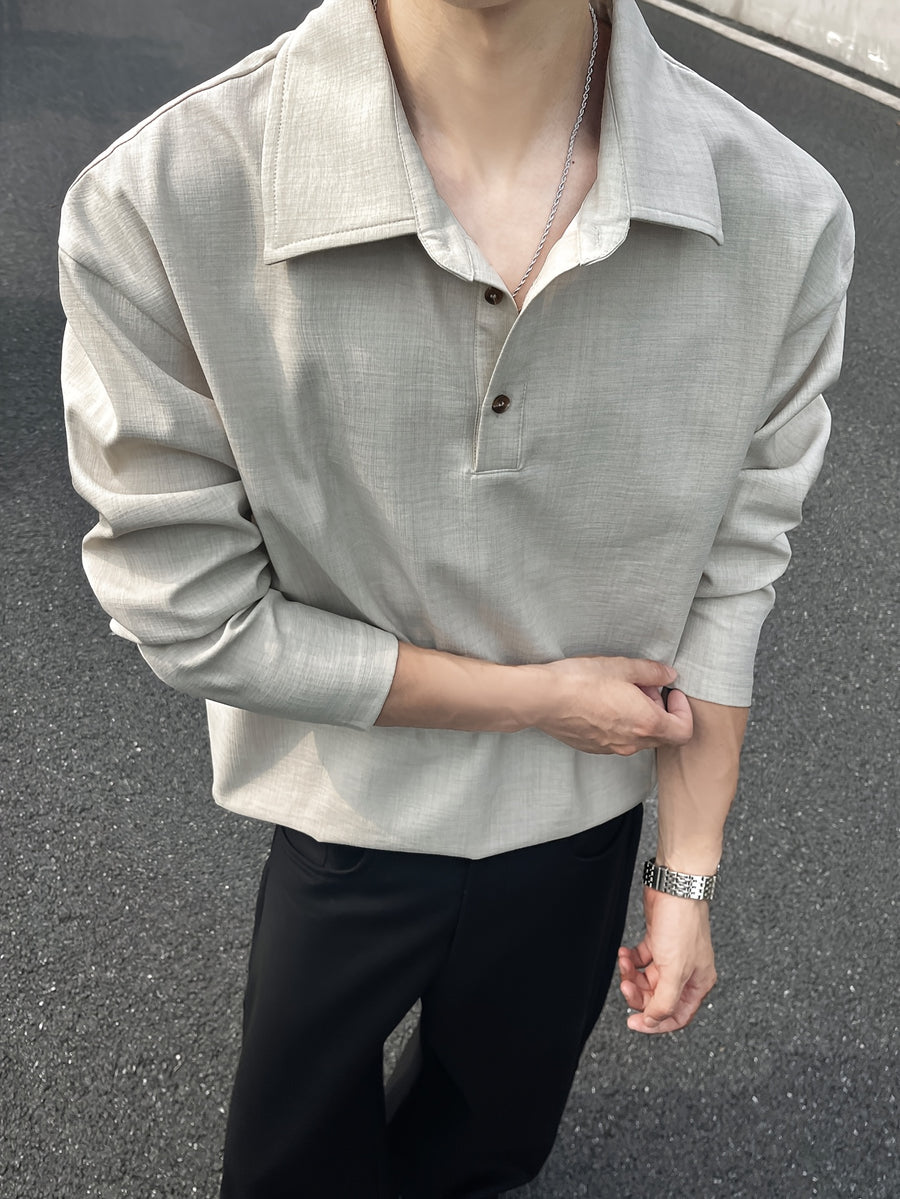 Men'S Casual Athletic T-Shirt, 1pc Men'S Fashion Trendy Casual Lapel T-Shirt, Loose Fit, Comfortable Linen-Like Fabric, Suitable for Daily Casual Outing Wear - Apricot