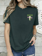 Short Sleeve T-Shirt with Front And Back Panels - Matcha Latte, Japanese Dessert Fashion Print - Women'S Spring Summer Trendy Printed T-Shirt, Fashion Item - Dark Gray