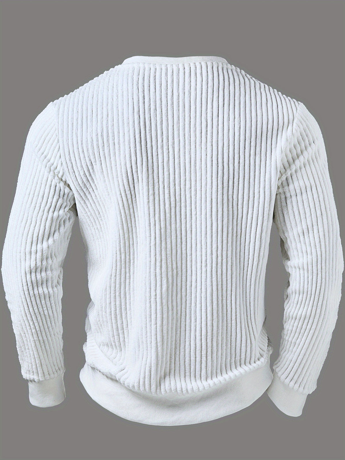 ROYALBOY Spring New Men'S Fashion Casual Solid Color Long Sleeve Henley Shirt, Half-Open Placket, Retro Button Design, Suitable for Daily Commute, Easy Versatile, Inner Layer, Machine Washable, Non-Dry Clean, Material - White