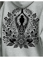 [Printed Design-Not Textured] Barcode Women'S Back Three Prints Hooded Sweatshirt Lotus Zen Printed Hoodie - Soft Casual Long Sleeve with Pockets, Comfortable for Women'S Daily Wear And Home, Streetwear - Mix Color 6