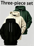Spring, Autumn, Winter New Multi-Piece Hooded Sweatshirt Set, Long Sleeve Fashion Casual Athletic Top, Very Suitable for Daily And Outdoor Activities - Black+Beige+Dark Green