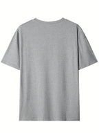 180g 100% Men's V-Neck Short-Sleeve Top, Casual T-Shirt, Solid Color Base Layer, "5-work" Summer All-Season Base Layer, Factory-Made for Men, Comfortable, High Quality, High Fit Rate, Casual Sportswear - Light Grey