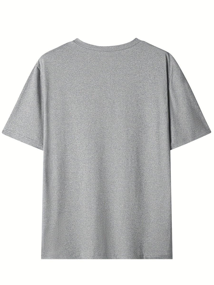 180g 100% Men's V-Neck Short-Sleeve Top, Casual T-Shirt, Solid Color Base Layer, "5-work" Summer All-Season Base Layer, Factory-Made for Men, Comfortable, High Quality, High Fit Rate, Casual Sportswear - Light Grey