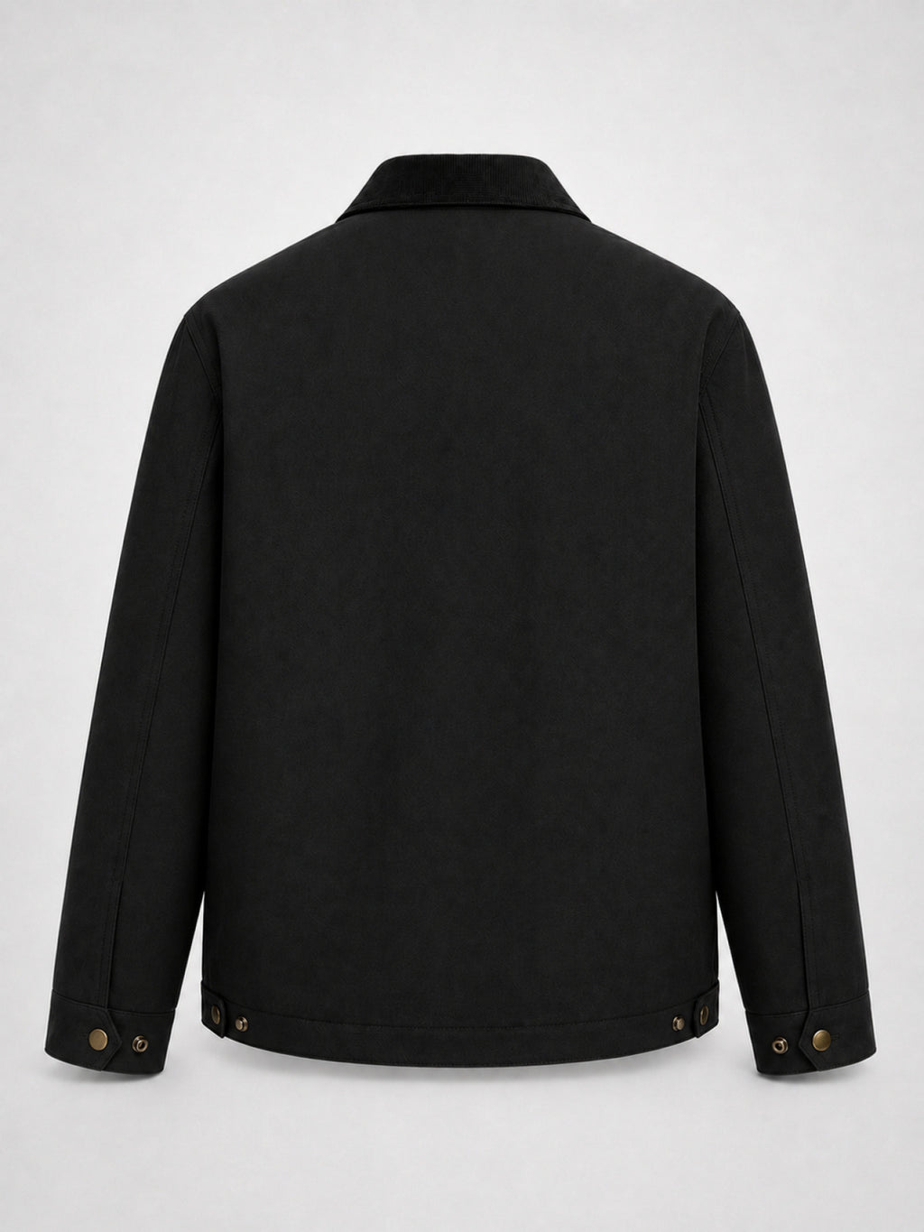 2026 American Heavyweight Workwear Coach Jacket for Men, Solid Color Lapel Versatile Jacket, Vintage Corduroy Lapel Workwear Jacket - Black