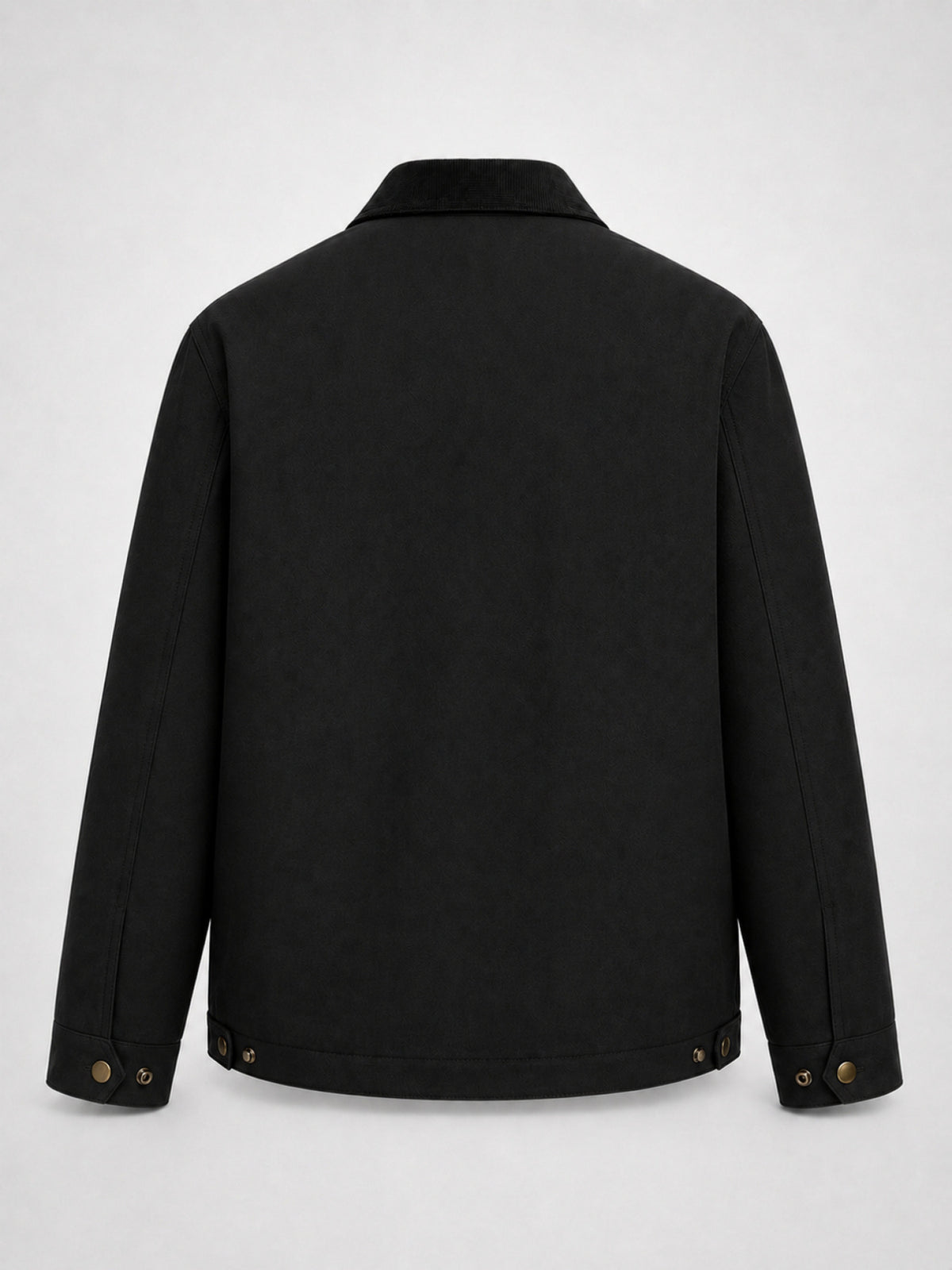 2026 American Heavyweight Workwear Coach Jacket for Men, Solid Color Lapel Versatile Jacket, Vintage Corduroy Lapel Workwear Jacket - Black
