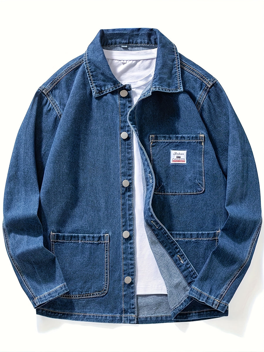 9029# Men'S New Flat-Footed Non-Stretch Denim Shirt Loose Plus Size Versatile Casual Shirt - Blue