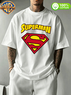 Superman Crew Neck Casual Short Sleeve Top, Men'S 100% Casual Comfortable And Versatile Summer Short Sleeve T-Shirt, Suitable for Outdoor Wear, Gym, Office And Everyday Fashion - Men And Women Can Wear - White