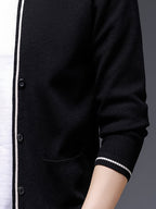 Spring/Autumn Men'S V-Neck Sweater, Business Style Office Wear Slimming Versatile Top, Knit - Black