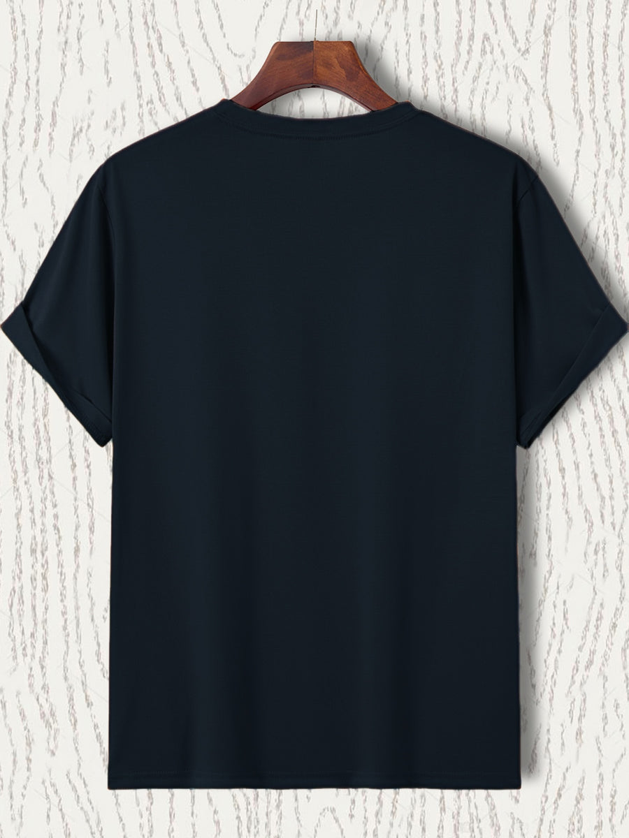 Sunny Energetic Orange Spiral Pattern Short Sleeve T-Shirt, Fresh And Fashionable, Suitable for Outdoor Activities And Daily Wear - Black