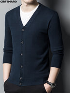 Men's Knit Cardigan, Warm Casual Long Sleeve Top for Fall and Winter - Ink Blue