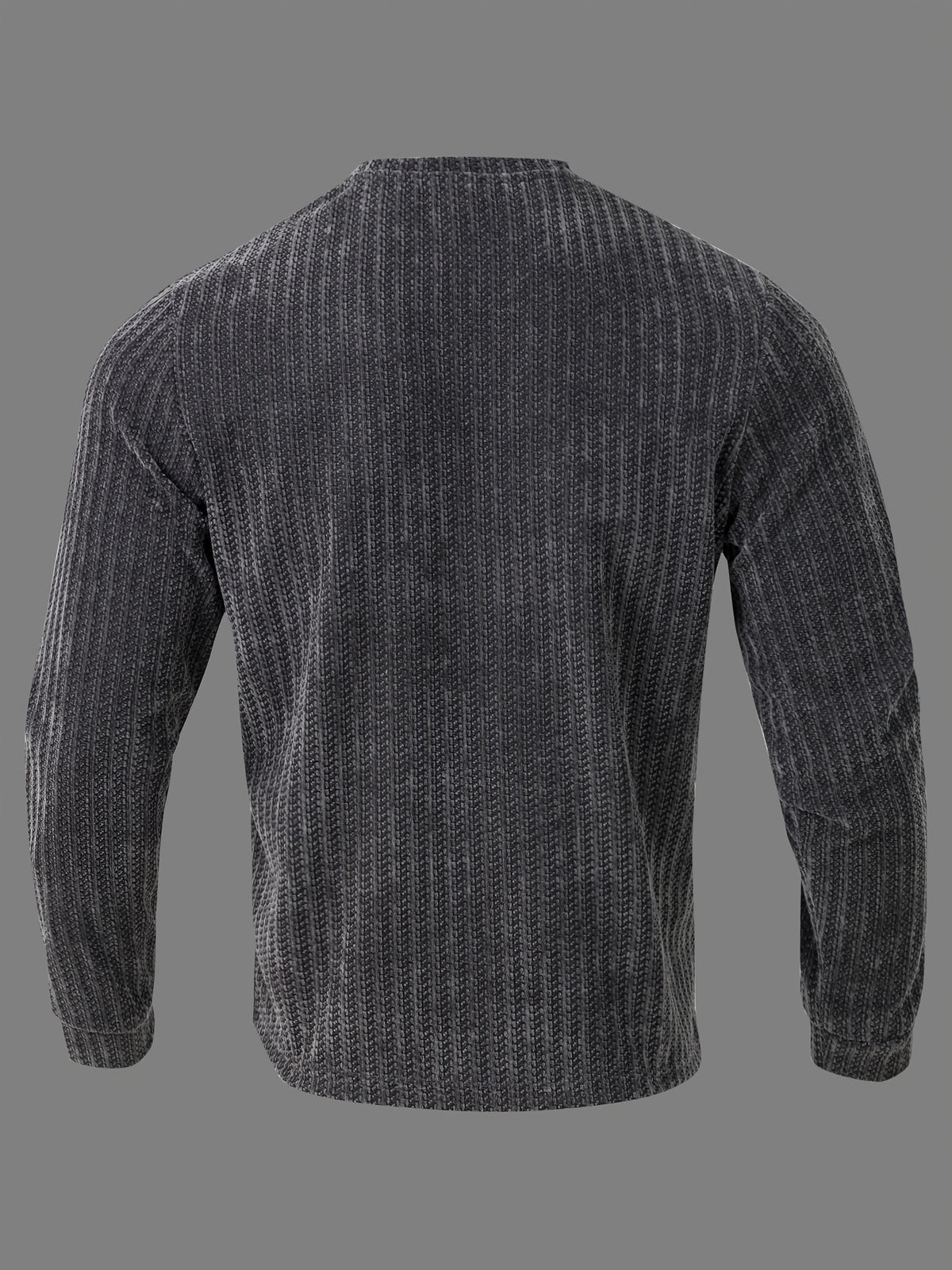 Men's Fashion Casual Long-Sleeve Henley Shirt | High-End Houndstooth Textured Jacquard Henley Collar T-Shirt | Notched V-Neck Design | Long-Sleeve Henley T-Shirt in a Loose and Comfortable Fit | Essential Golf Polo Attire | Breathable - Silvery Grey