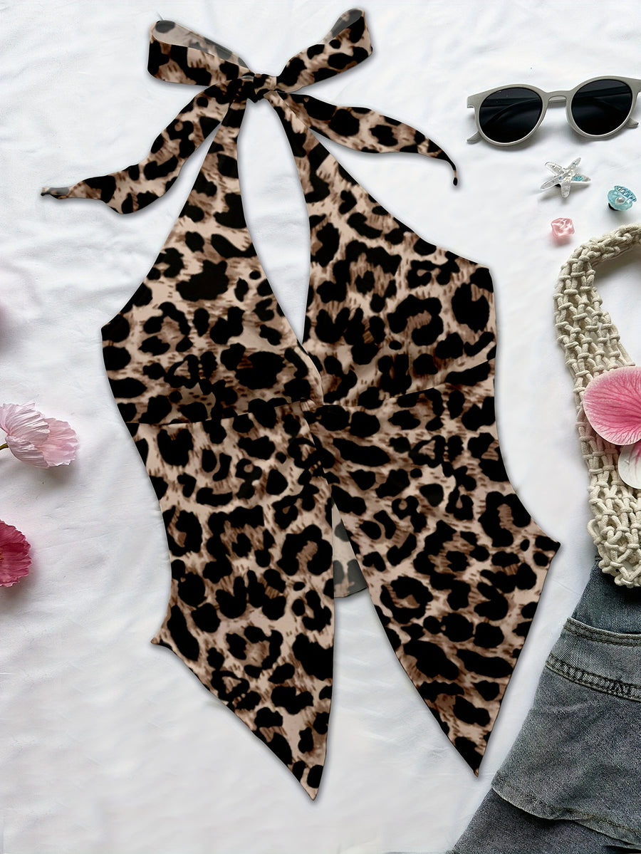 Women'S Spring/Summer Fall Boho Beach Vacation Outfits Marine Floral Leopard Print Trim Bustier Slim Fit Camisole Halter Top, Y2K Vintage Concert Outfit - Maroon