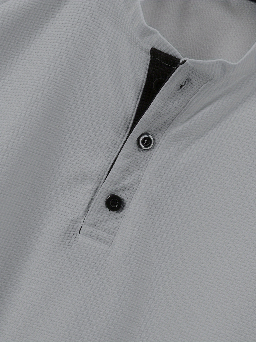 Men'S Short Sleeve Henley Shirt, Summer Button-Up Knit Style, Breathable And Fashionable, High-Quality Casual Outdoor Top, Suitable for Spring And Summer Seasons - Light Grey
