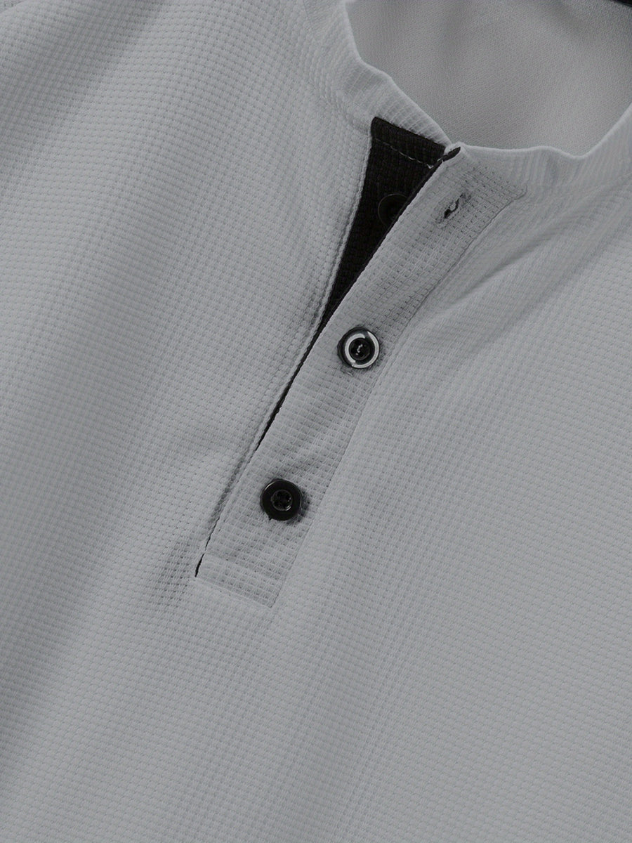 Men'S Short Sleeve Henley Shirt, Summer Button-Up Knit Style, Breathable And Fashionable, High-Quality Casual Outdoor Top, Suitable for Spring And Summer Seasons - Light Grey