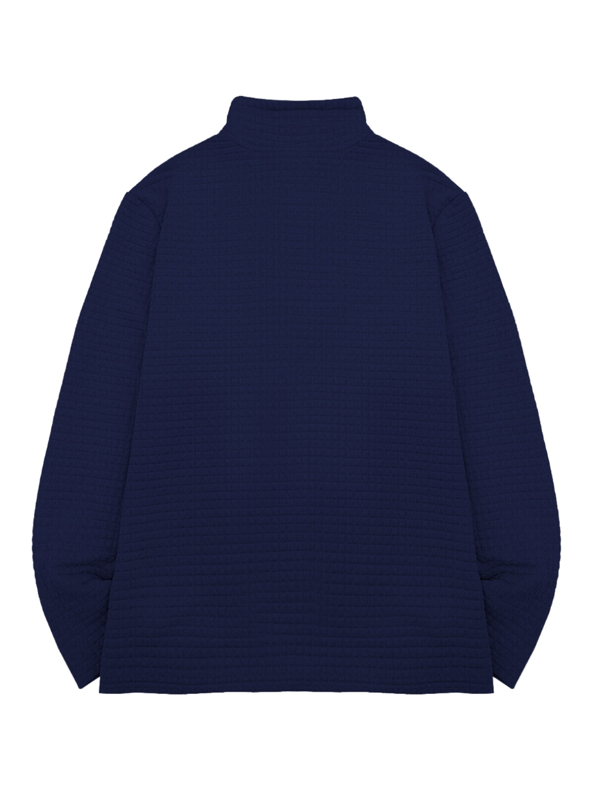 National Charm Tiger Head Line Art Print Floral Waffle Knit Half-Zip Polo Long Sleeve Men's Casual Top, Featuring a Simple and Premium Texture That Complements All Dressing Styles. Easily Create a Minimalist Look, Whether for Daily Commutes - Navy Color