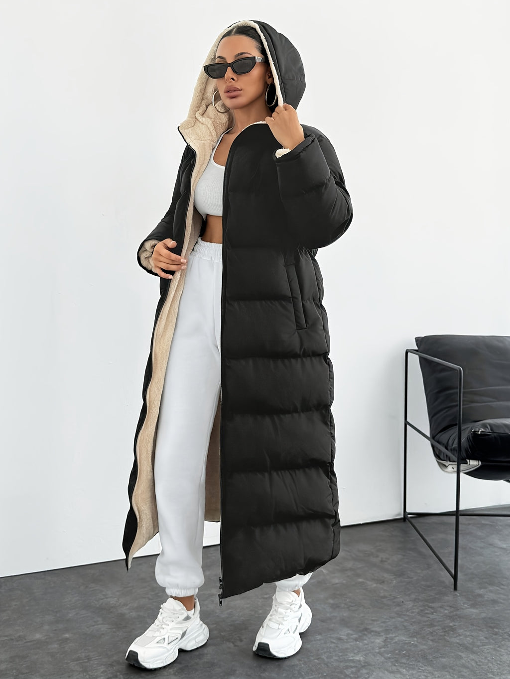 Fashionable and Elegant Thick Coat - Black