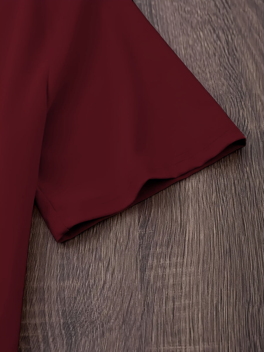 Women' Oversized Soft T-Shirt with Smile Winking Face & Letter Print - Loose Fit Short Sleeve Top, Age-Reducing Casual Blouse Suitable for Spring Summer Fall, Machine Washable Non- Wardrobe Essential - Burgundy