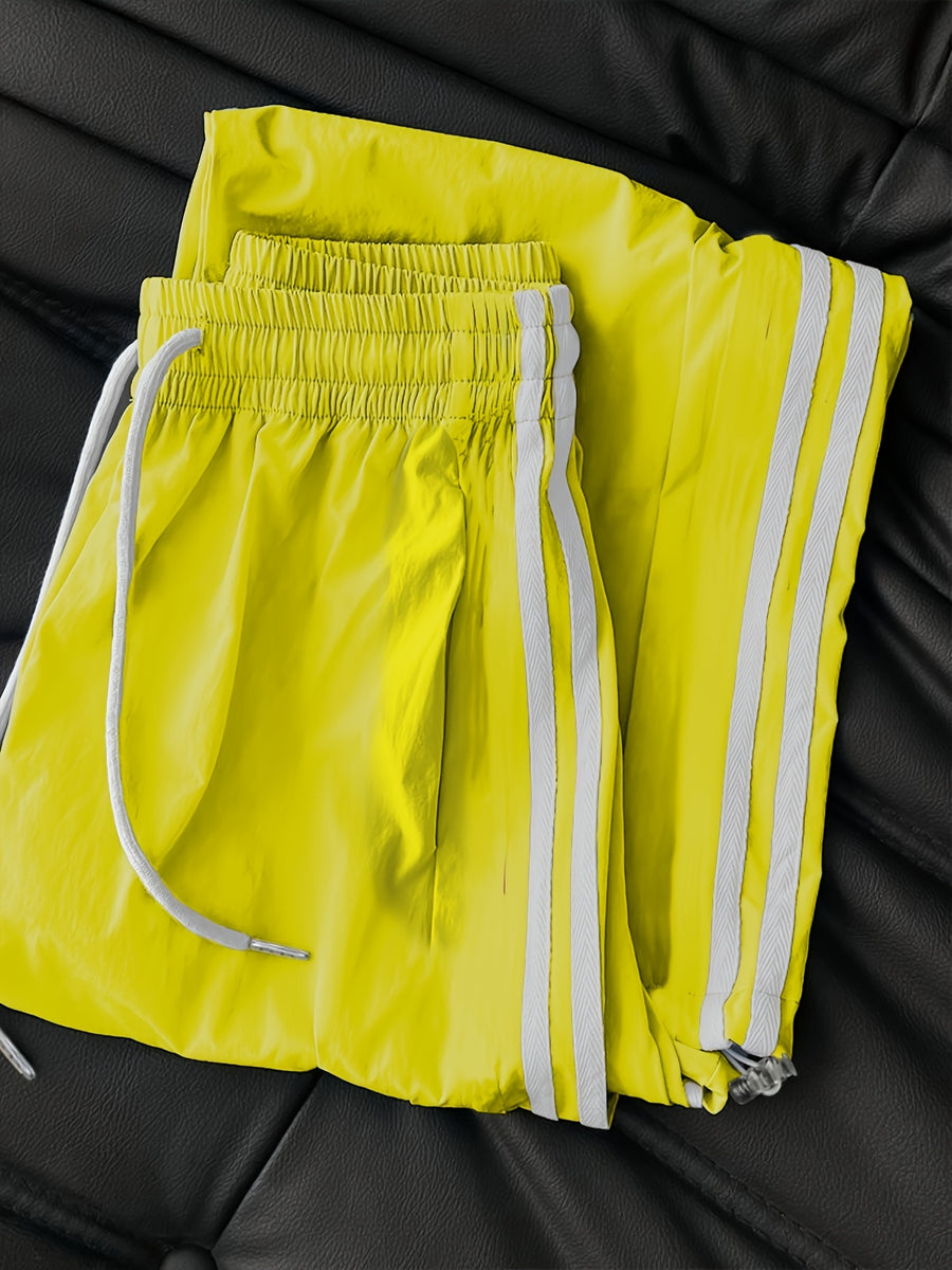 New High-Waisted Loose Ankle-Fit Quick-Dry Long Pants - Yellow