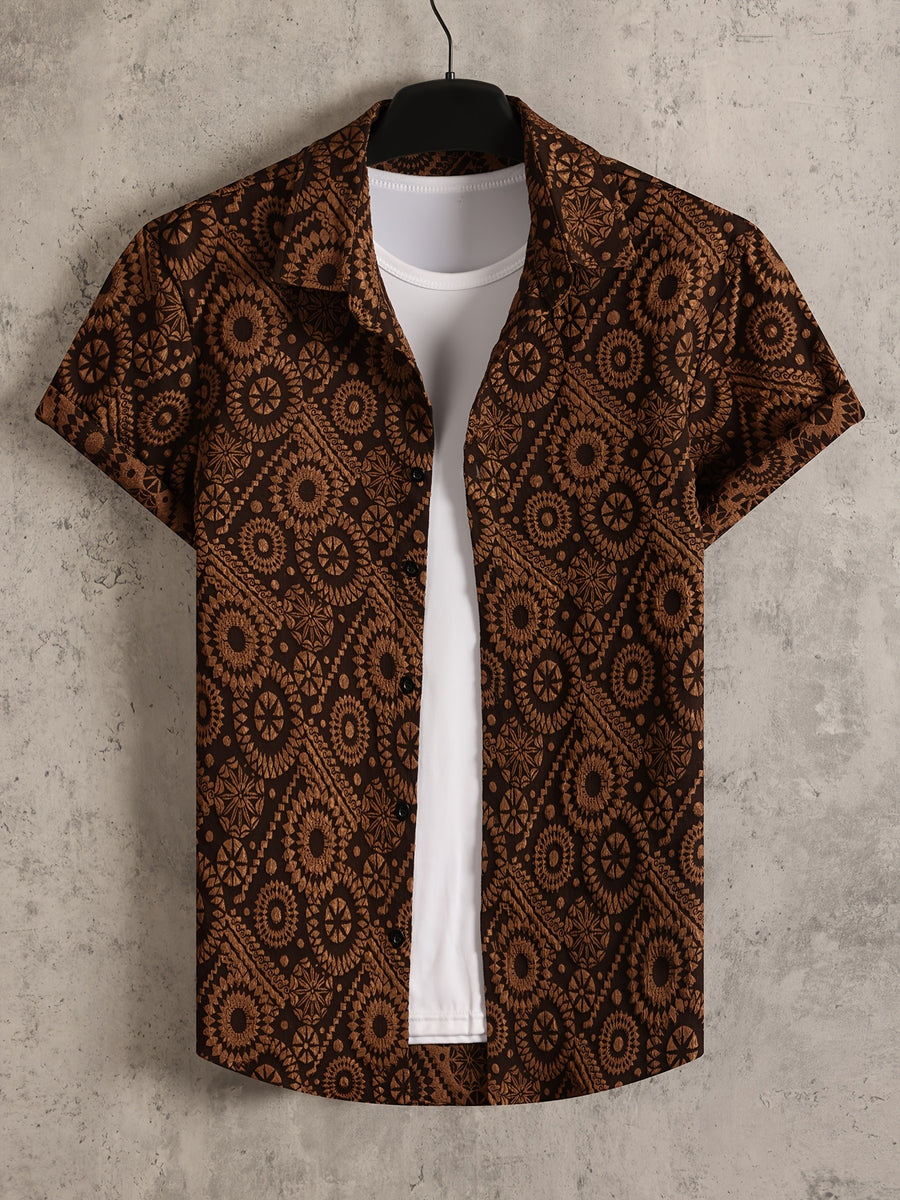 [Printed Design – Not Textured] New Men's Solid Color Casual Jacquard Shirt - Mixed colors