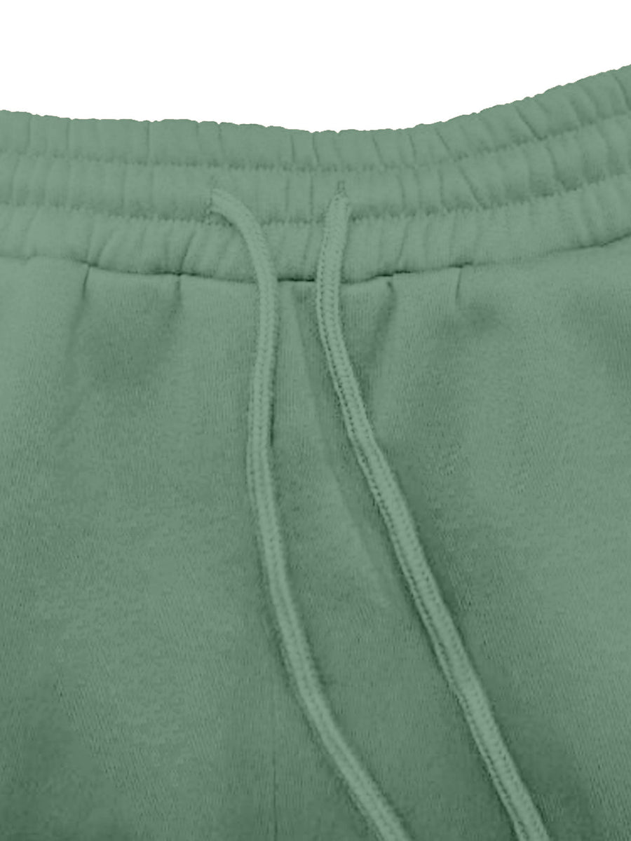 Lazy Atmosphere Women'S Fleece-Lined Sweatpants, Loose Straight Fit, Warm And Non-Porous Casual All-Match Autumn Winter Trousers - Light Green
