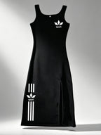 Midi Dress with Side Slit - A Stylish And Comfortable Women'S Dress - Black