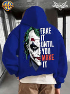 WB Warner Men'S New Trendy Hoodie, Clown-Themed Printed Design Hoodie, Daily Casual Drawstring Hoodie, Long Sleeve Hoodie, Machine Washable, Multifunctional Sports And Leisure Loose Fit Men'S Hoodie - Blue