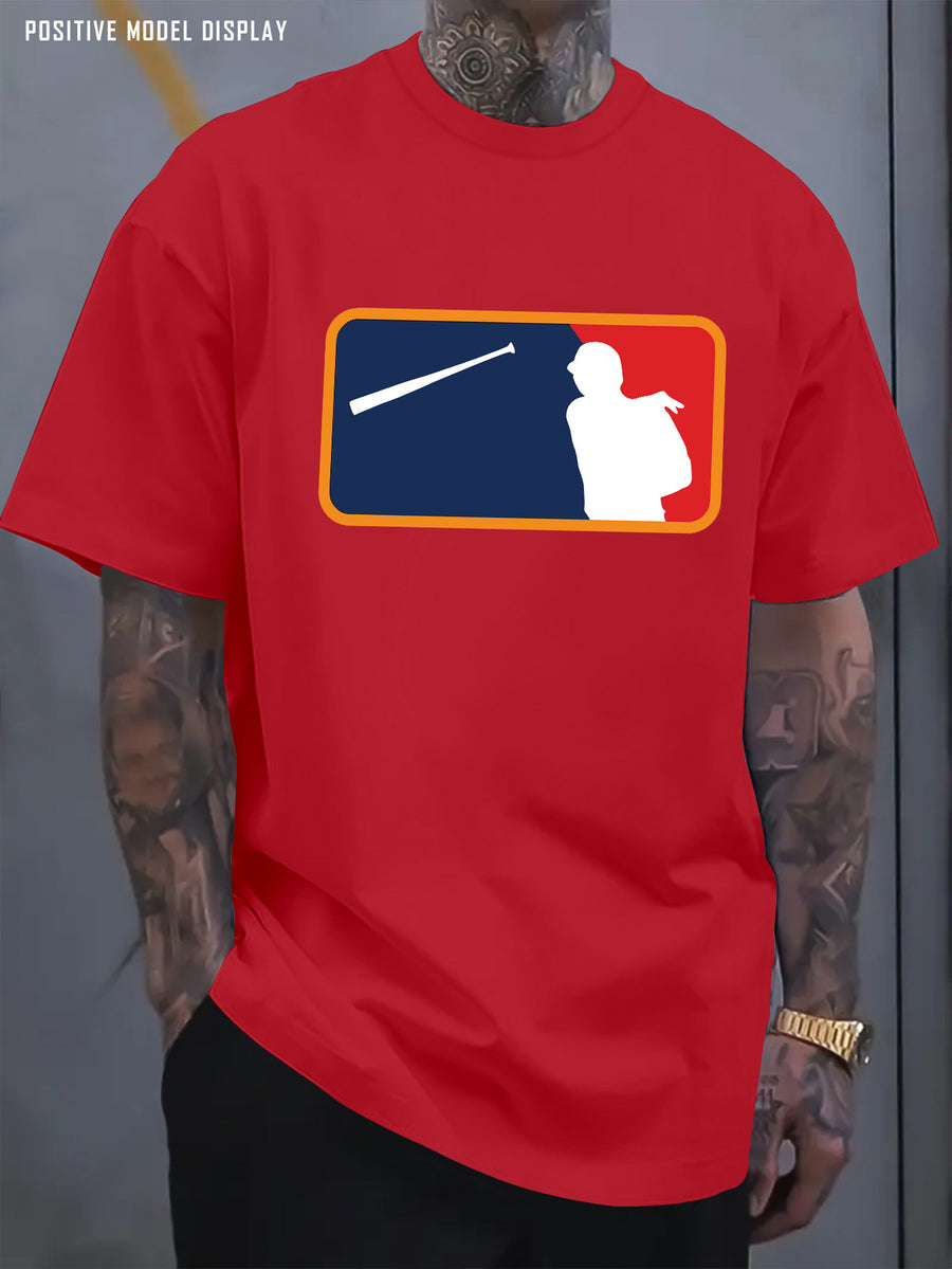 Men'S Casual Fashion T-Shirt - 100% Pure, Regular Style, Short Sleeved, Round Neck, with Various Trendy Print Designs, Very Suitable for Streetwear Or Daily Style, Or As a Gift - Red