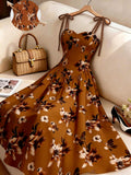 Elegant Sleeveless Dress, Perfect for Vacation Beaches, Streets, and Other Occasions, New Spring/summer Style - Light Brown-1