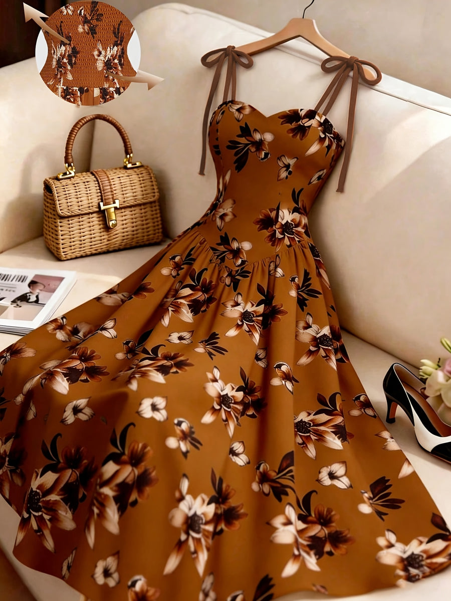 Elegant Sleeveless Dress, Perfect for Vacation Beaches, Streets, and Other Occasions, New Spring/summer Style - Light Brown-1