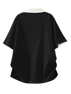 Spring Summer Men'S Mature Versatile Polo Shirt, Contrast Color Patchwork Short Sleeve, Casual Athletic Top - Black