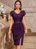 American-style Christmas Party Dress, Elegant and Understated, Solid Color Without Prints, Detailed Sequins, Full of a High-end Feel, Unisex and Versatile - Purple