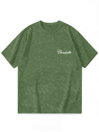 Men's Distressed Short Sleeve T-Shirt - High Street Style Summer Casual Round Neck Tee with Geometric Patterns, Suitable for Layering & Casual Attire, Machine Washable Non- Blouse-Compatible for Brand Retailers - Green