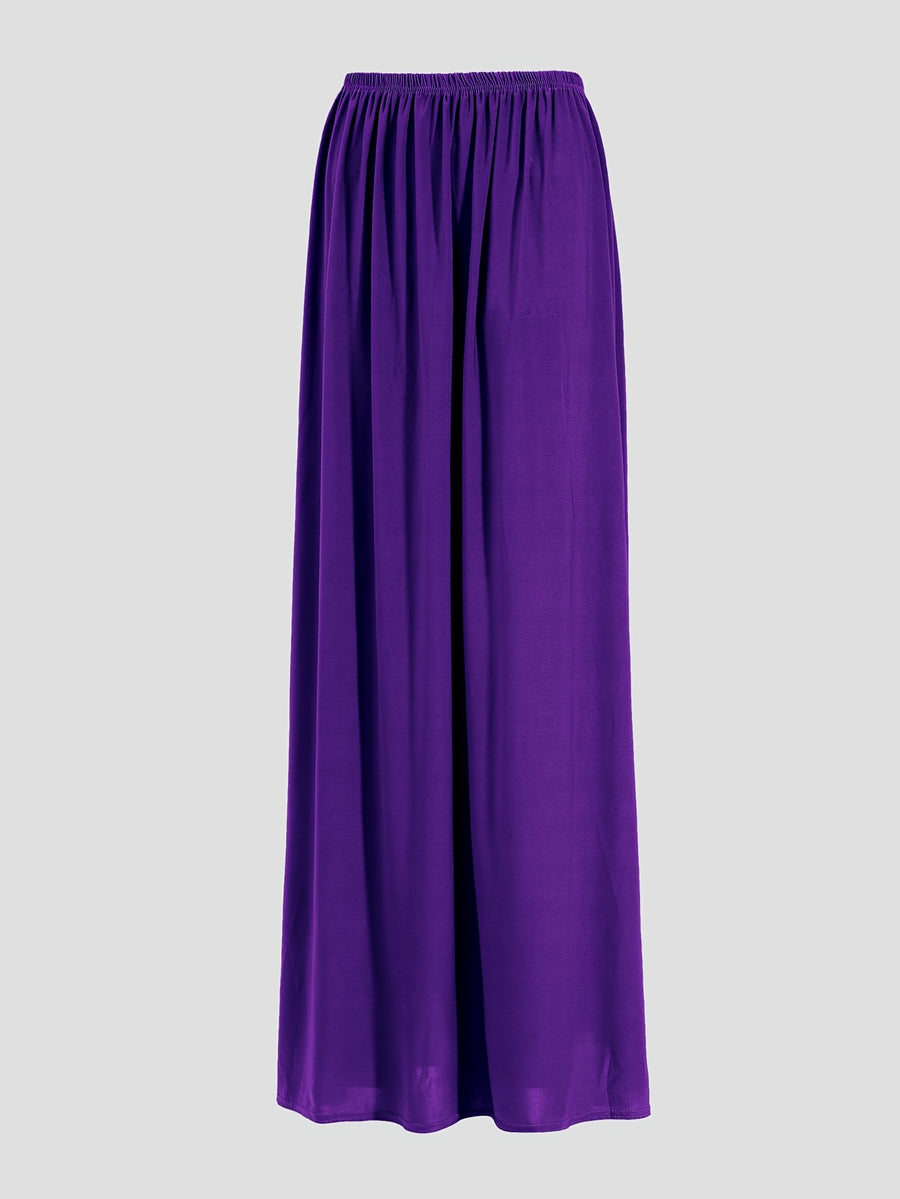 2pcs Women'S Solid Color Robe And Skirt Set, a Conservative And Elegant Outfit for Everyday Wear, Featuring Sleeves Inspired by Middle Eastern Traditional Culture, Abayas - Purple