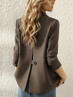 Women's Designer Blazer, 2026 New Style, Casual and Elegant Korean-Style Lapel Suit Jacket - Coffee Color