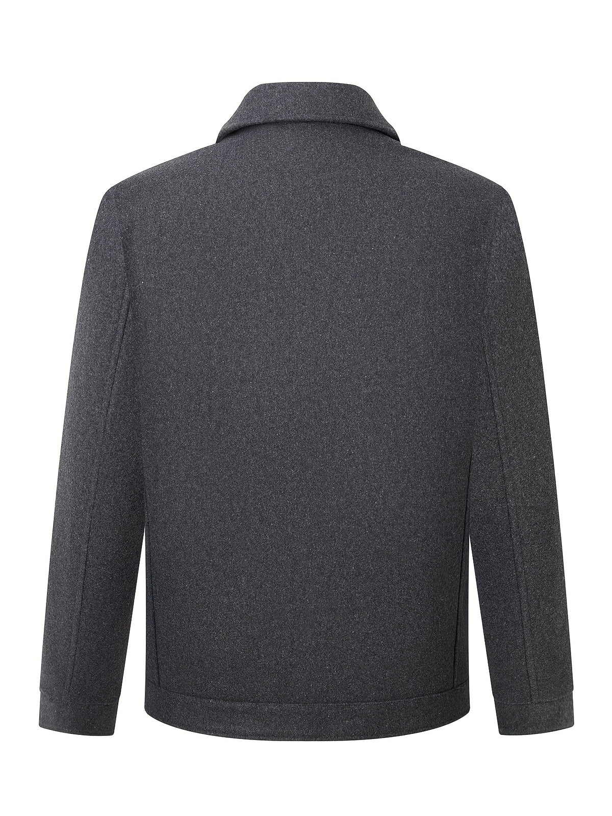 Spring/Autumn Wool Jacket, Workwear Style Outerwear, Warm Fall Style, Solid Color Men's Apparel with Faux Pockets - Grey