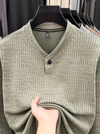 New Men's Long-Sleeve Warm Fashionable Versatile Knit Sweater - Khaki