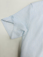 Men's New Style Short-sleeve Shirt with Unique Striped Design and Letter Pattern Print. Made of Lightweight, Breathable Summer Fabric with a Classic Small Stand-up Collar. A Versatile Top for Daily Wear, Commuting, Parties, and Casual Outings. - Light Blue