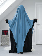 Solid Color Nidaga Prayer Jilbab. The Fabric Is Skin-Friendly And Breathable, Suitable for Women to Wear And Pray Everyday. Robe Abaya (One-Piece Khimar) with Strong Drape, Loose Fit, Ideal for Busy Daily Use Or Prayer - Sky Blue