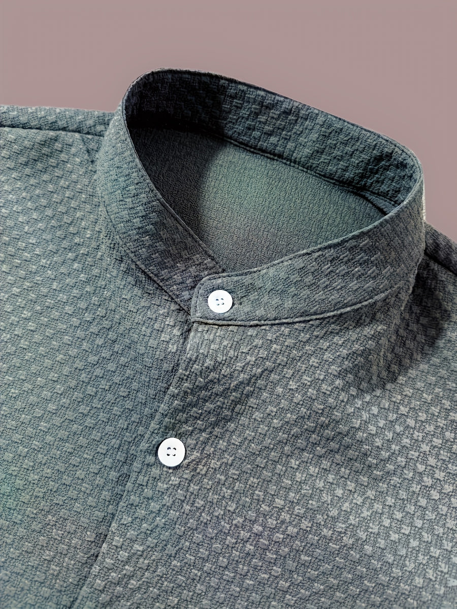 Men'S Short Sleeve Round Neck Sweatshirt, Summer Men'S Short Sleeve Round Neck Sweatshirt, Men'S Casual Solid Color Short Sleeve Shirt - Military Blue